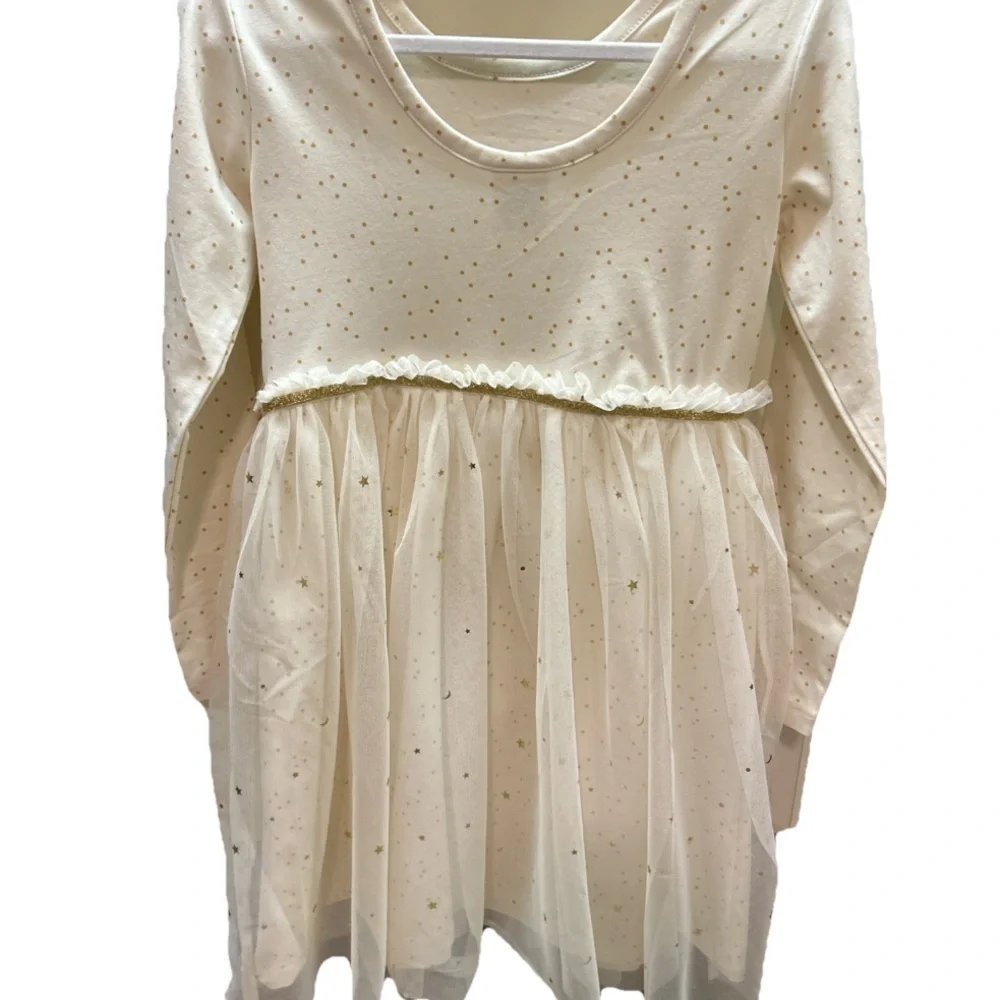 Hanna Andersson Cream Starry Kids Dress